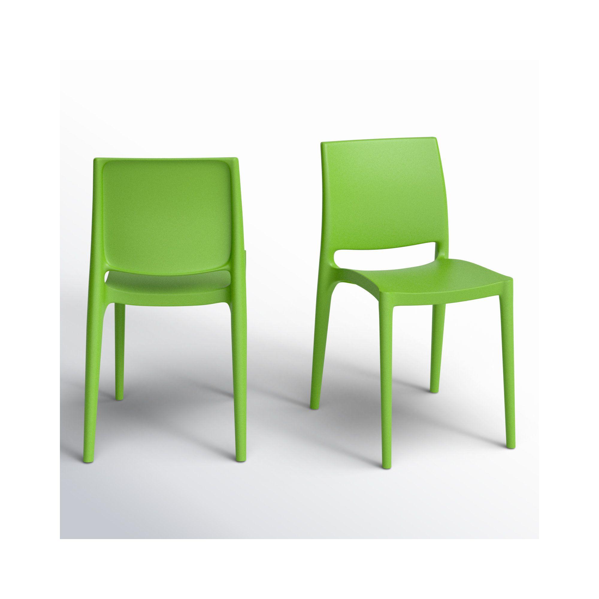 Burt Stacking Patio Dining Side Chair, Tropical Green