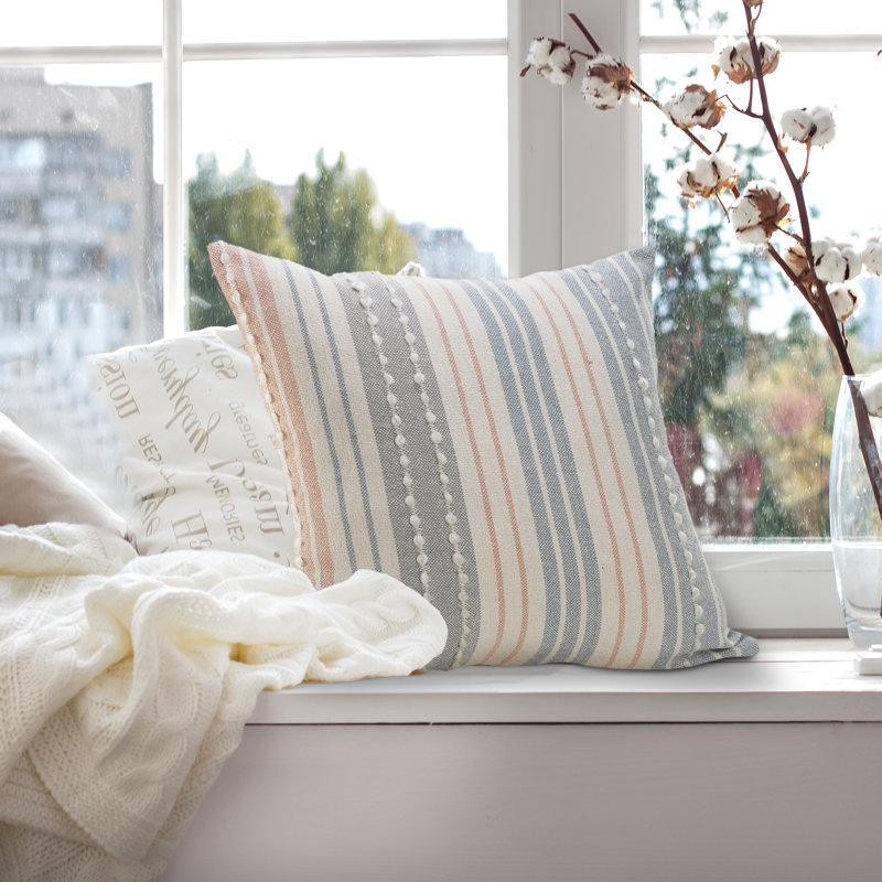 Housse de coussin en coton Henke, Polyester / Bourre en polyester