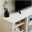 Grand support de rangement pour bureau de télévision avec bordure en faux pierre, console média avec rangement spacieux et design moderne