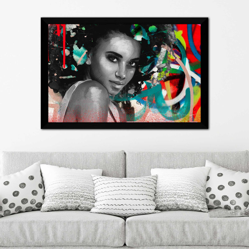 «Afrique Model 6 (Horizontal)» par Jodi - impression, Cadre noir, H 33,5 po x l 49,5 po x P 1 po