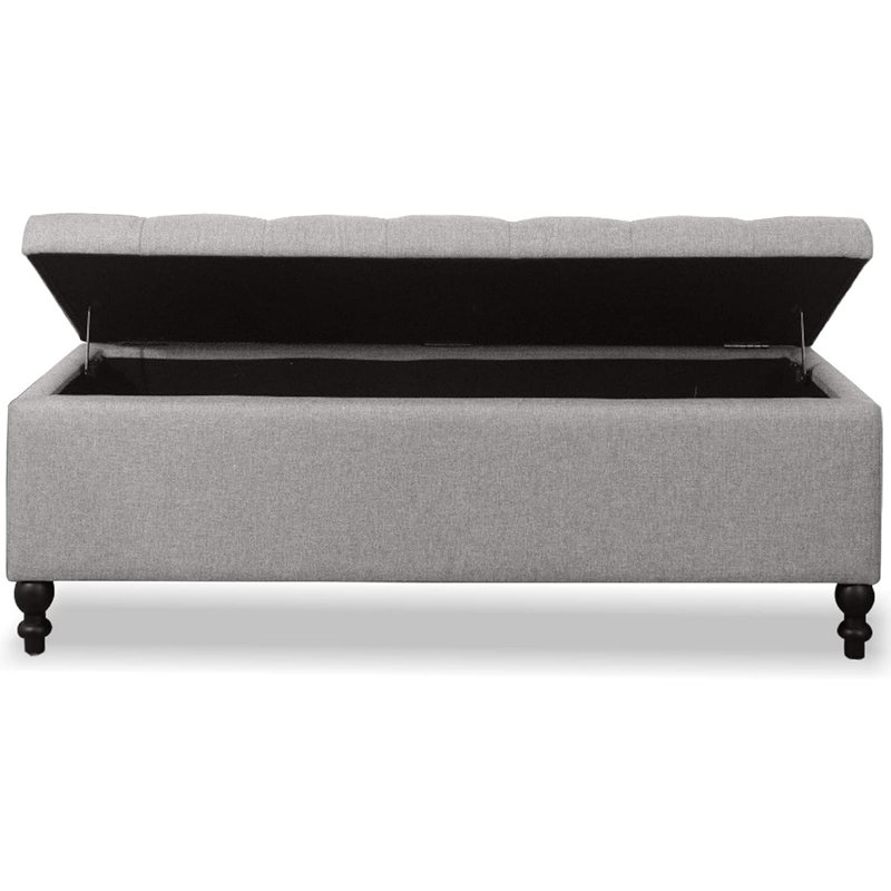 Repose-pieds capitonné avec rangement Brendalynn, Mélange de coton gris clair