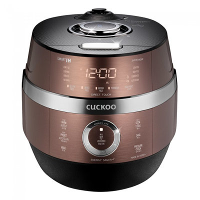 Cuiseur à riz à pression et à induction 6 tasses (non cuit) CUCKoo | 13 options de menu, nettoyage automatique, guide audio | Cuivre CRP-JHSR0609F