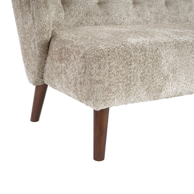 Canapé 3 places moderne avec capitonnage 73,6 po, Brown Plush Fabric