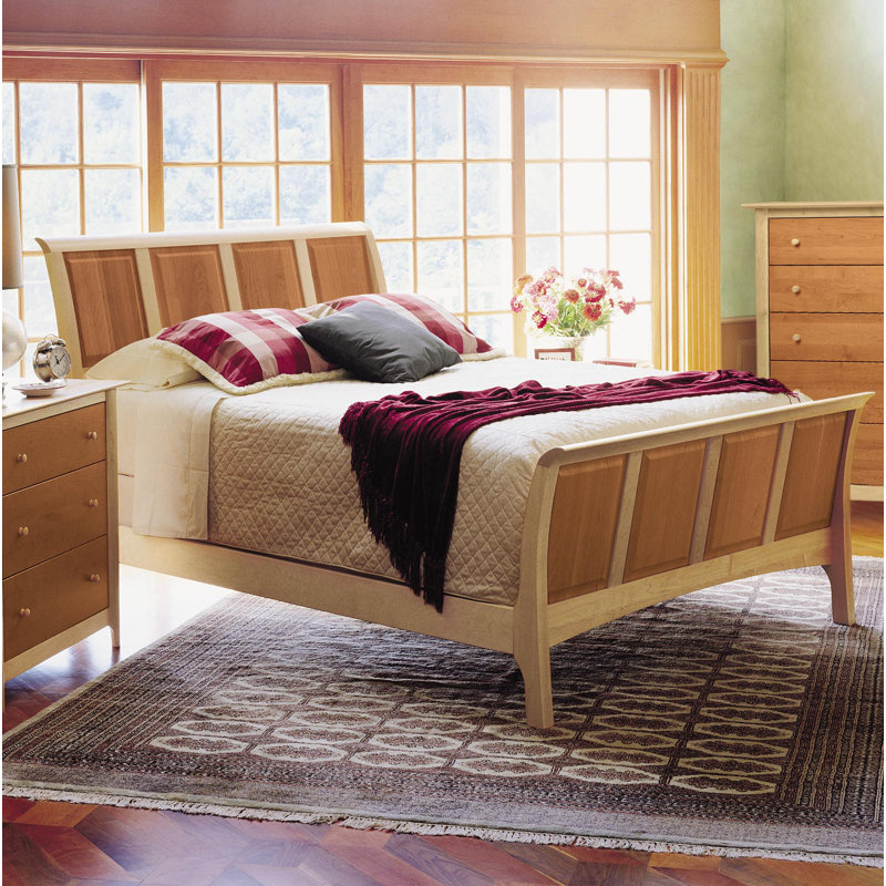 Sarah Solid Wood Sleigh Bed, Cherry/Maple, Full, 51"