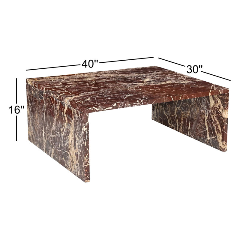 Rosa Marble Coffee Table, Red