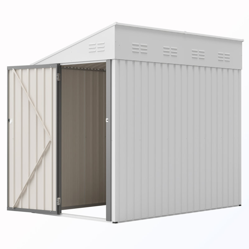 Remise Lean-To avec porte verrouillable, Blanc