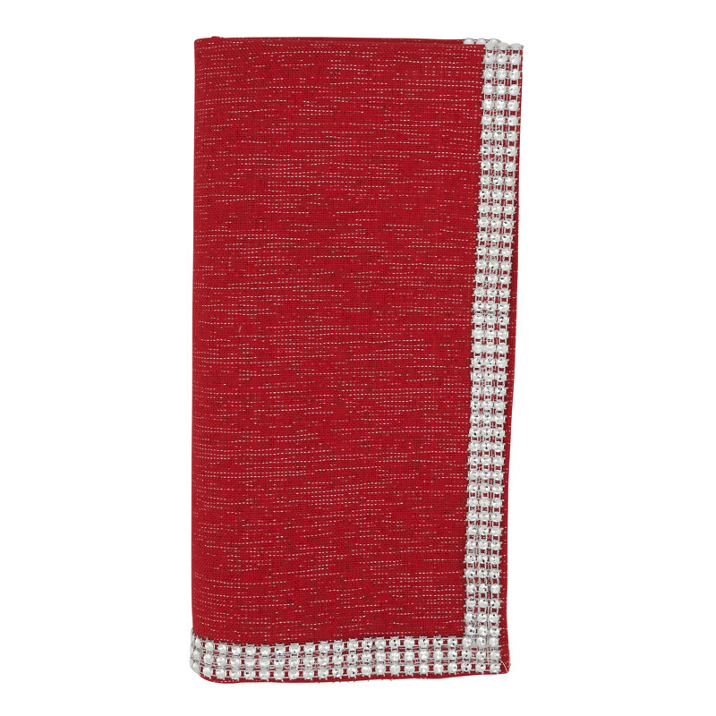 Lily Collection Polyester No Pattern Square Napkin, Red