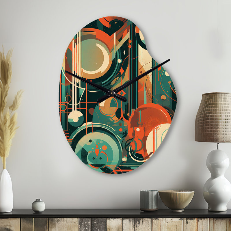 Horloge murale en métal asymétrique vert Lampard, Petit