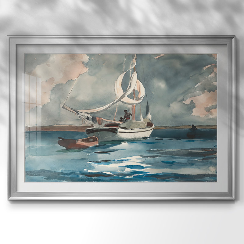 Sloop, Bermuda-Winslow Homer, reproduction encadrée avec passe-partout et verre - 1899, 26,5 x 36,5, Impression encadrée