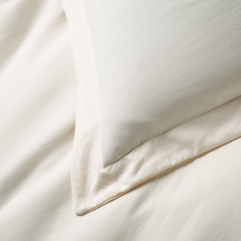 Lux Enzyme-Washed Double-Brushed 3pc. Duvet Set, Ivory, Queen Duvet Cover + 2 Shams