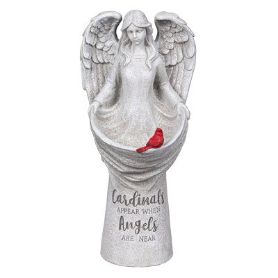Statue ange avec cardinal en résine