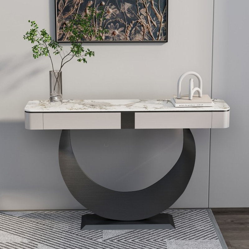 Italian-style luxury sintered stone console table, 35" H x 55" W x 13.7" D