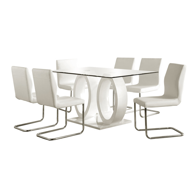 Balwinder 6 - Person Pedestal Dining Set, White