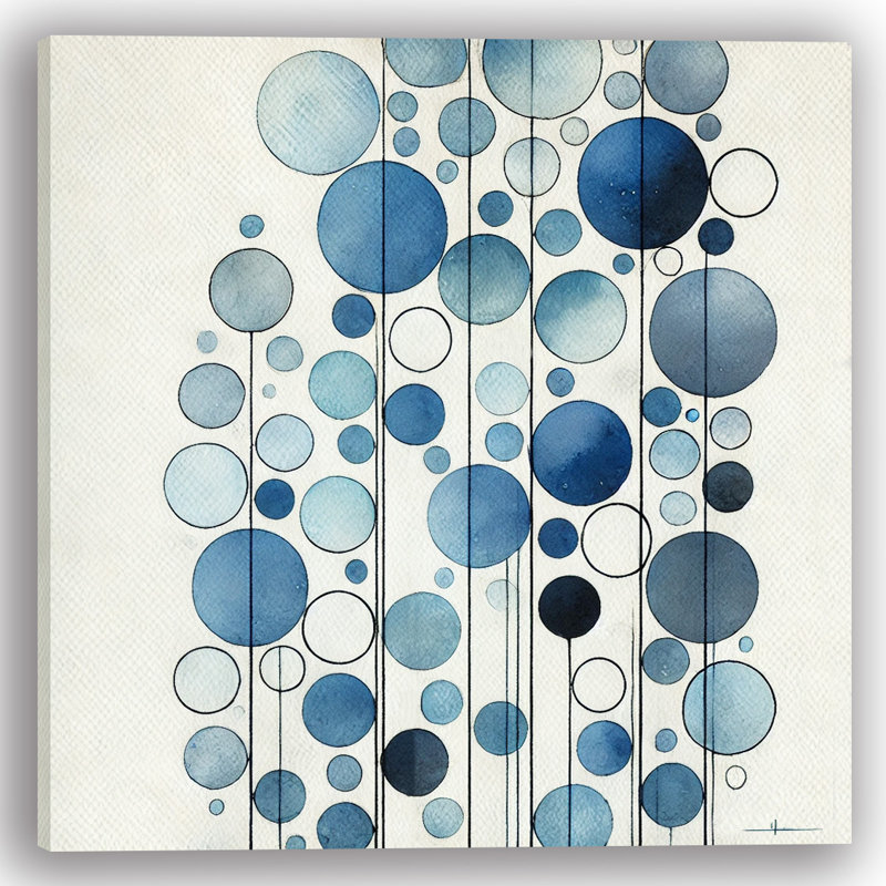 «Geometric Blue Circles», reproduction d'art sur toile abstraite, H 20 po x l 20 po