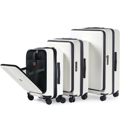 Luggage,With Front Opening,TSA Approved Lock,Hardshell Suitcase,White