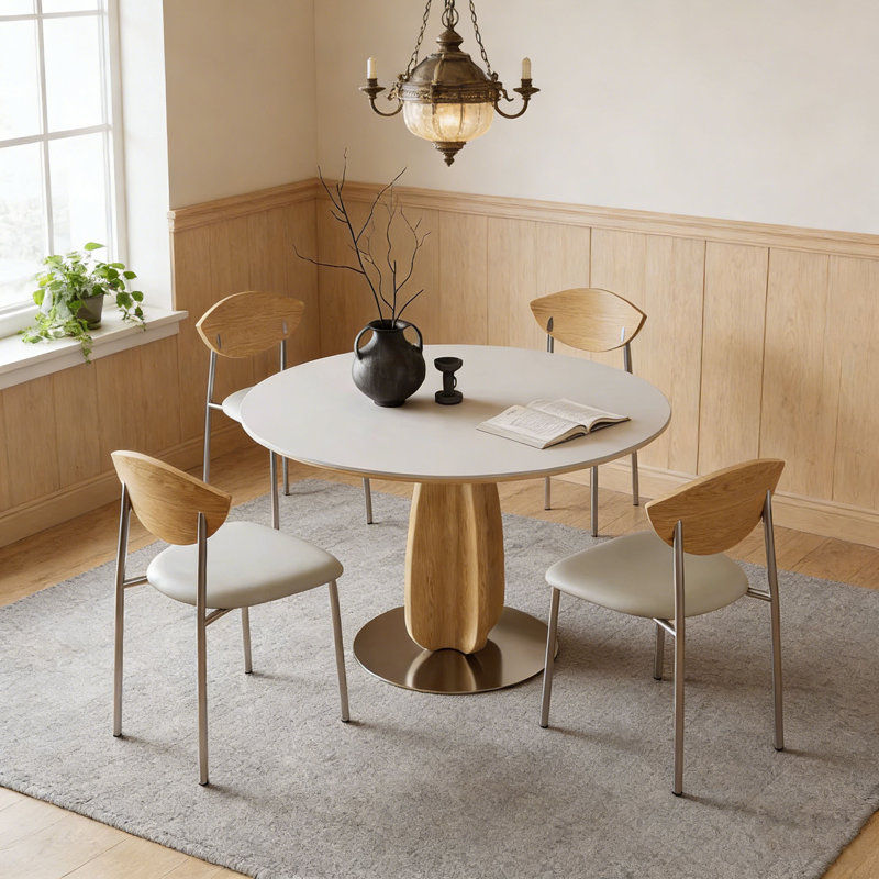 Table de salle à manger en bois, H 29,5 po x L 43,3 po x l 43,3 po, 5 pièces: table, 4 chaises