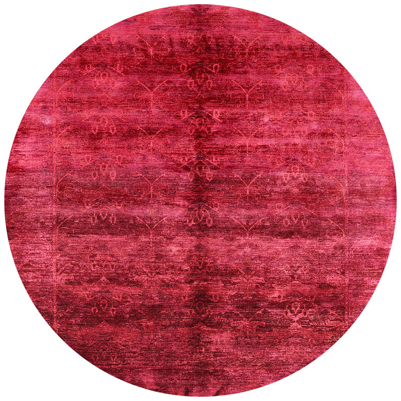 Tapis de style oriental rouge, Rond 6 pi