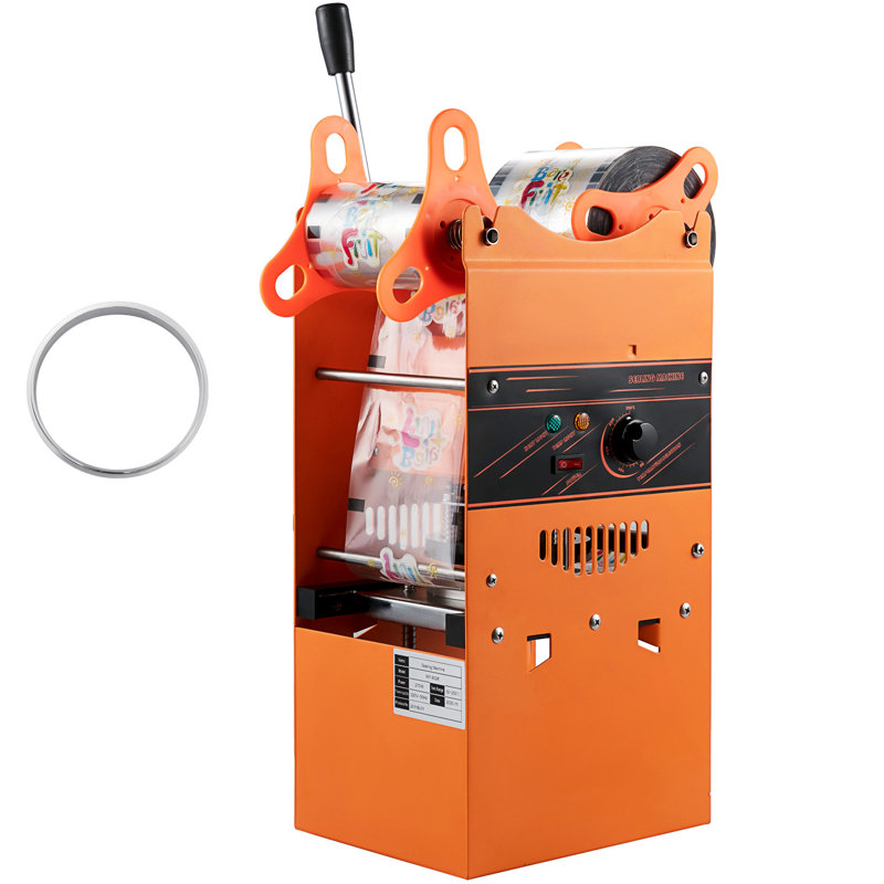 Manual Tea Cup Sealer Machine, 300-500 Cup/h Manual Boba Tea Sealer, Orange