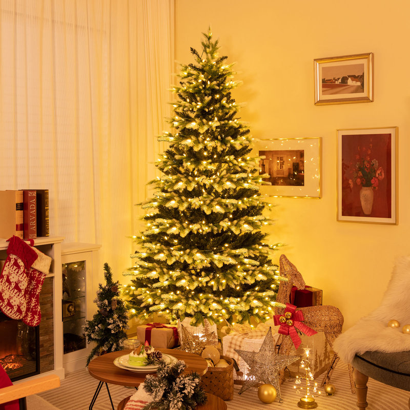 7 ft Green and White Christmas Tree with LED Lights and Remote