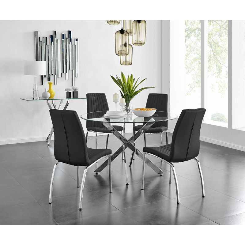 Tierra Dining Set with 4 Chairs, Black
