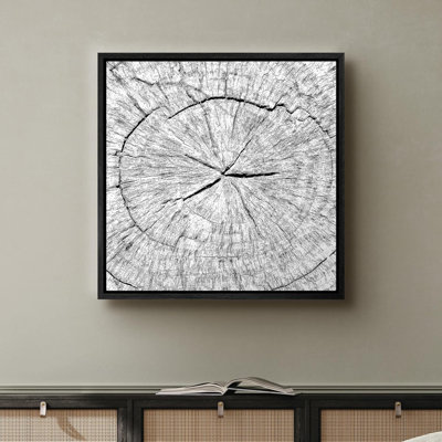 Tree Rings " Textured Wood Ring Abstract Plants Minimalism Rustic Colorful Black And White "