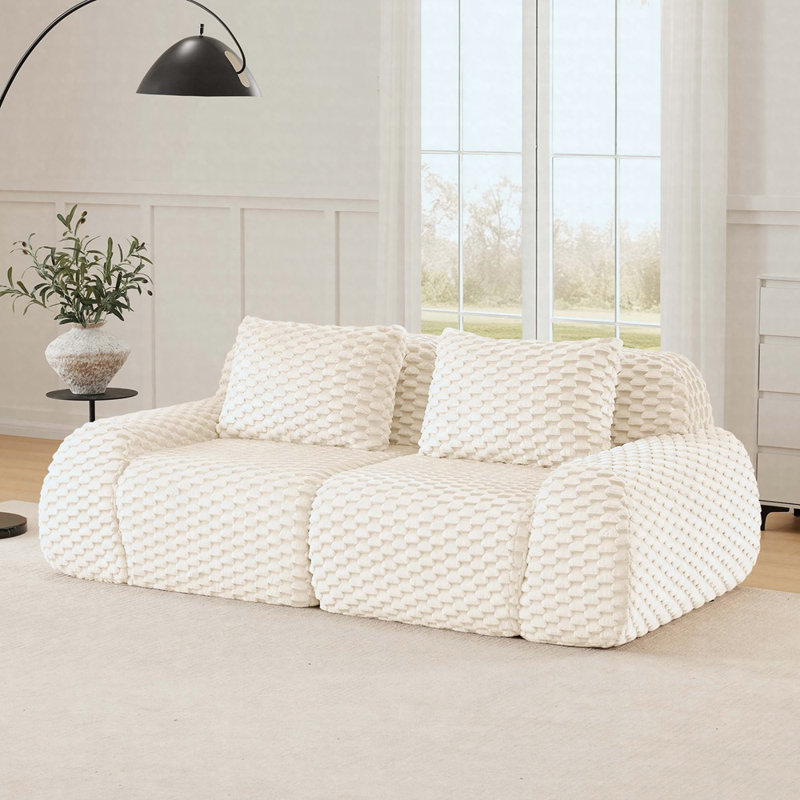 Canapé modulaire de 82 po avec sièges profonds, revêtement en flanelle de style moderne surdimensionné de 82 po, connexion par boucle et base antidérapante
