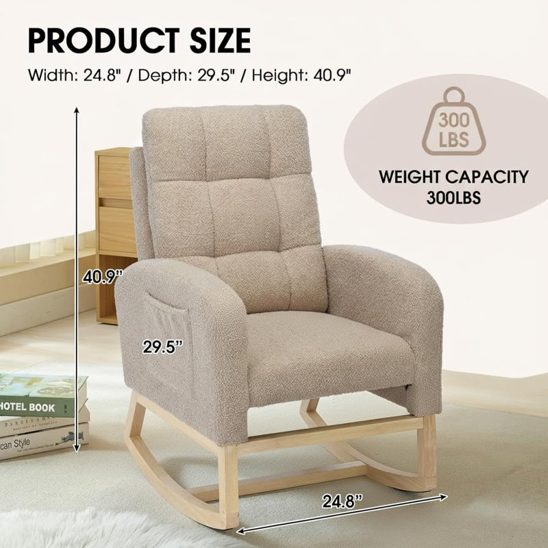 Chaise berçante ergonomique en velours côtelé avec repose-pieds