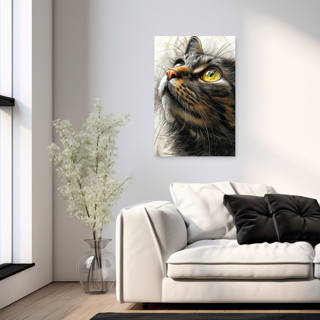 Intense Cat Gaze Contemporary Cat Wall Art Print