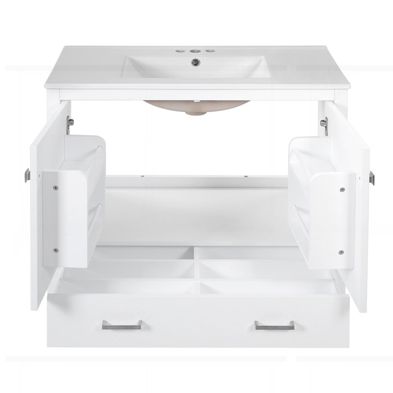 Meuble-lavabo 36 po avec lavabo en céramique, Blanc