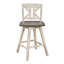 Ensemble de 2 chaises à hauteur de comptoir, chaise pivotante à 360 degrés en bois d'hévéa massif, dossier à lattes verticales-727515840