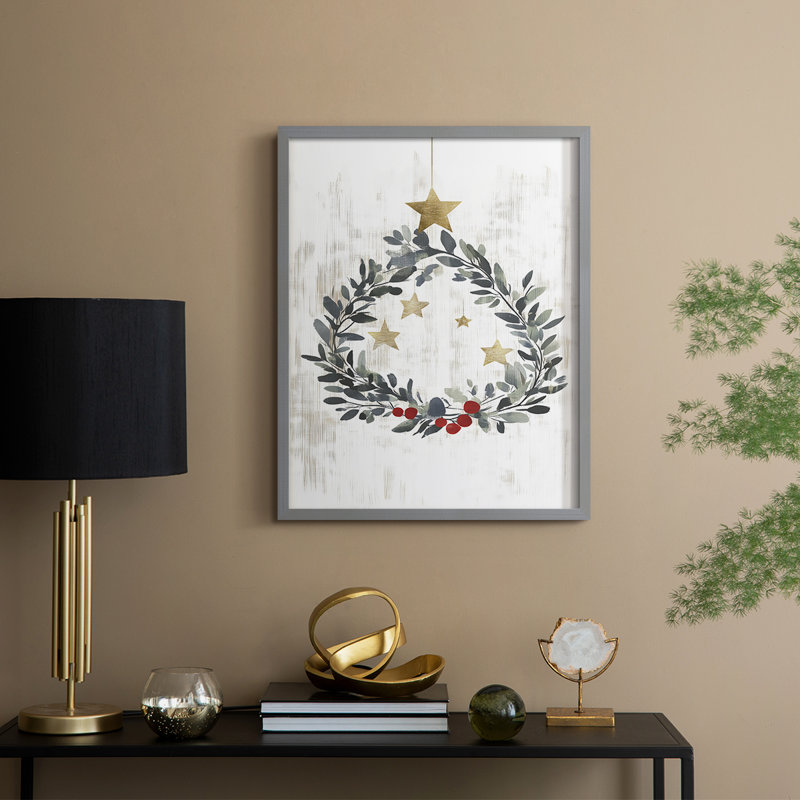 «Christmas Holiday», reproduction d'art encadrée - bois massif, Gris, H 15 po x l 12 po
