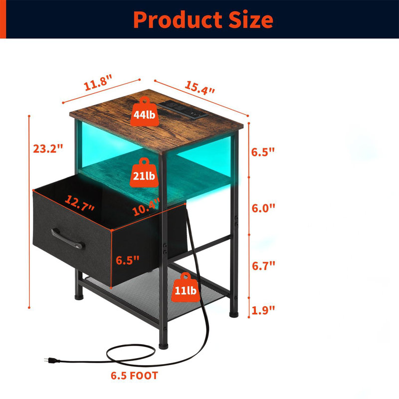 Garnelle End Table Set and Built-In Outlets