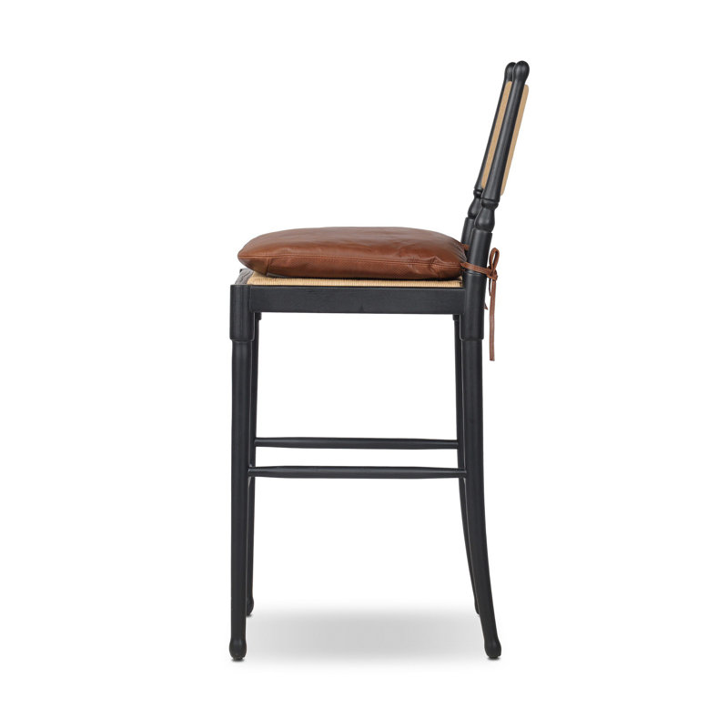 Fayth Stool with Cushion, Stained Black Ash, Bar Stool (29.5” Seat Height)”