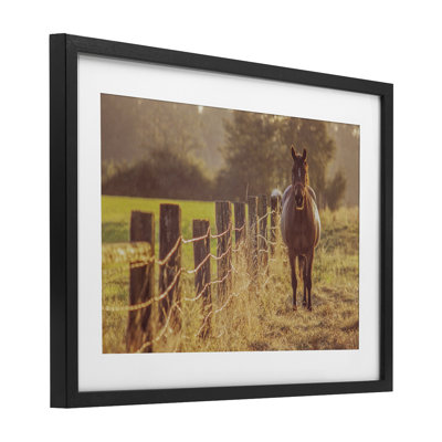 «Horse's Farm at Dawn», reproduction sous verre encadrée, design par Norm Stelfox