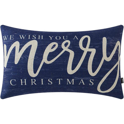 Housse de coussin Farmhouse Christmas For Winter Decor Grain de bois We Wish You A Merry Christmas Couch
