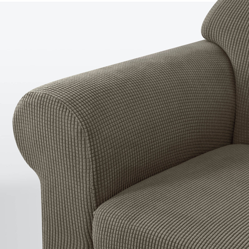 Soft Spandex Stretch Box Cushion Sofa Slipcover, Olive Drab, 104cm H x 235cm W x 107cm D