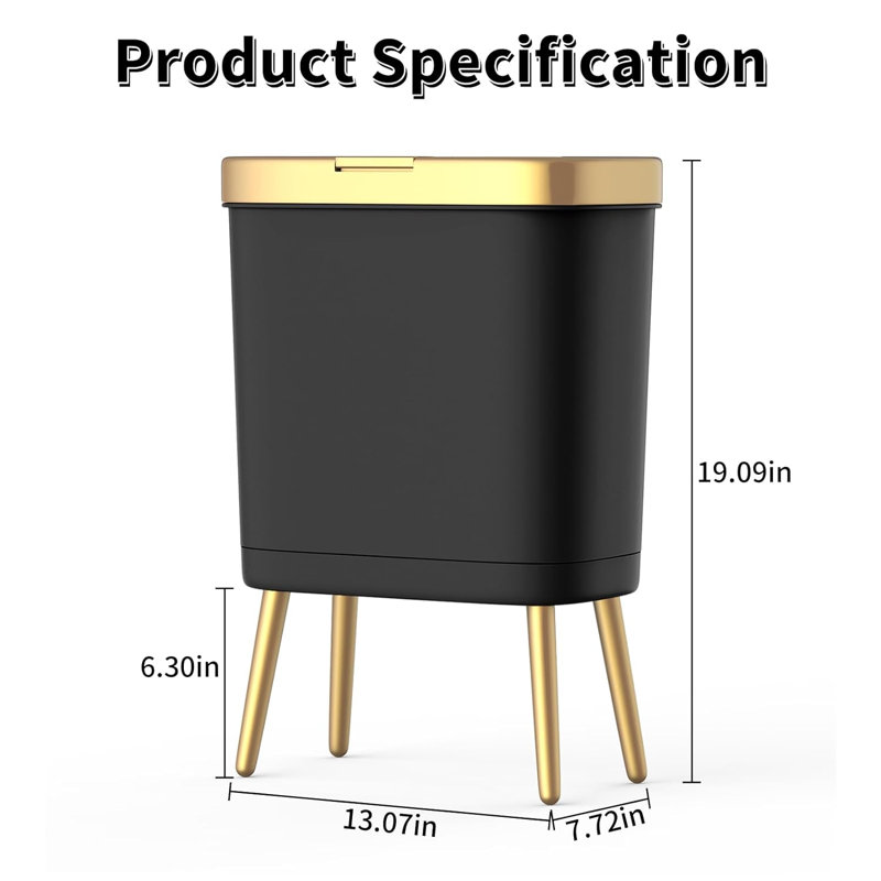 Poubelle en plastique (4 gallons), Noir