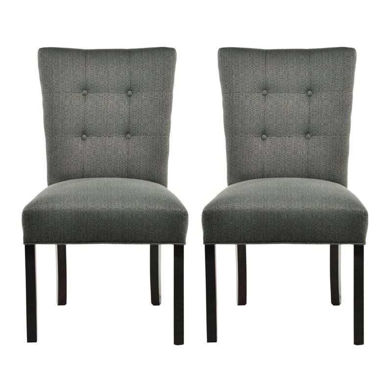 18'' H Tufted Upholstered Side Chair, Candice Charcoal