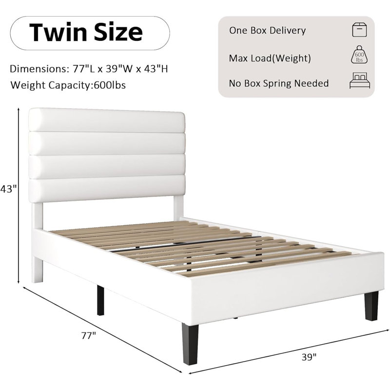 Cadre de lit avec tête de lit, cadre de lit plateforme avec tête de lit tapissier en velours, Simple, Blanc