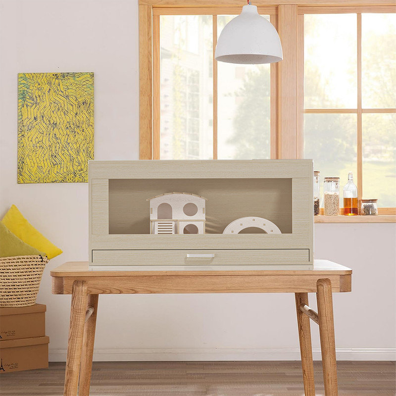 Cage pour petits animaux Germano, Bois de teck
