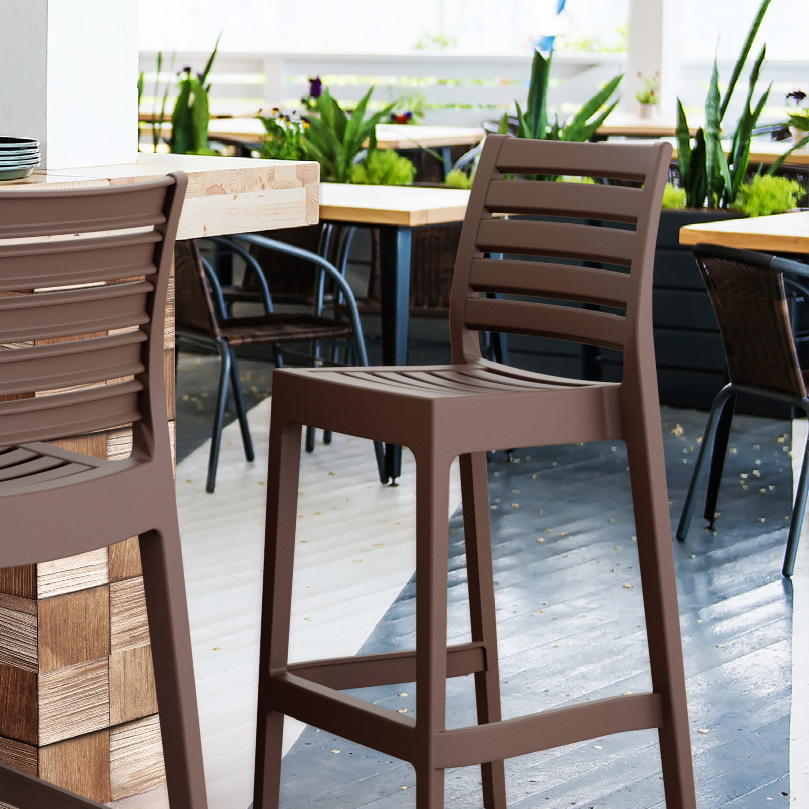 42.5'' Outdoor Bar Stool, Brown