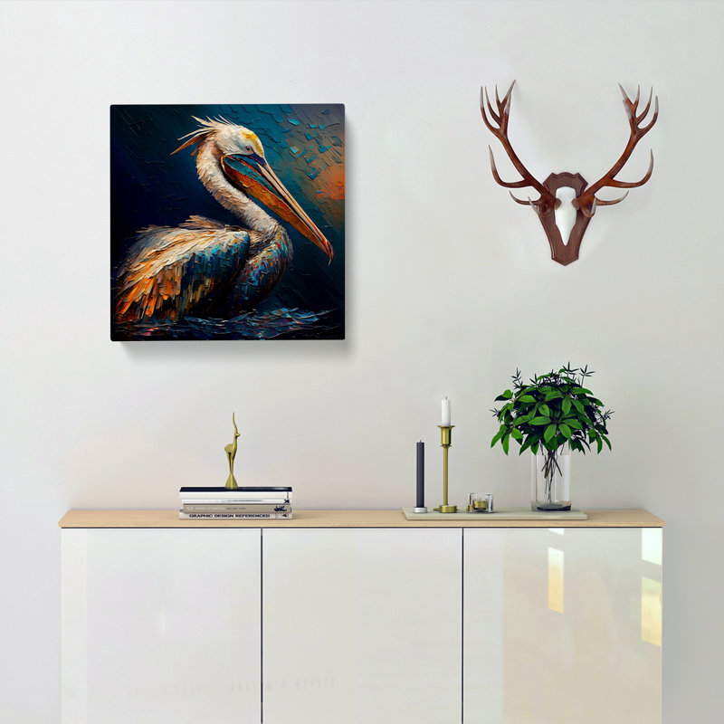 Pelican Palette Knife Painting - Wrapped Canvas, 35cm H x 35cm W
