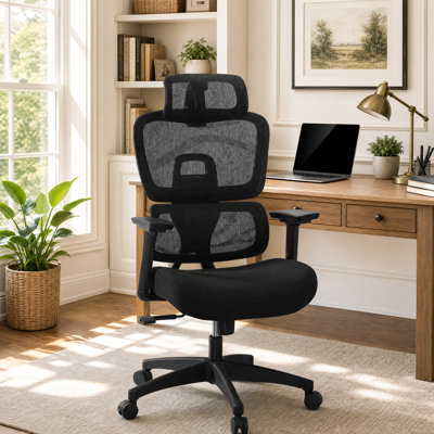 Ergonomic High Back Mesh Office Chair with Adjustable Headrest & Lumbar Support, Swivel Rolling Task Chair for Home Office Gaming