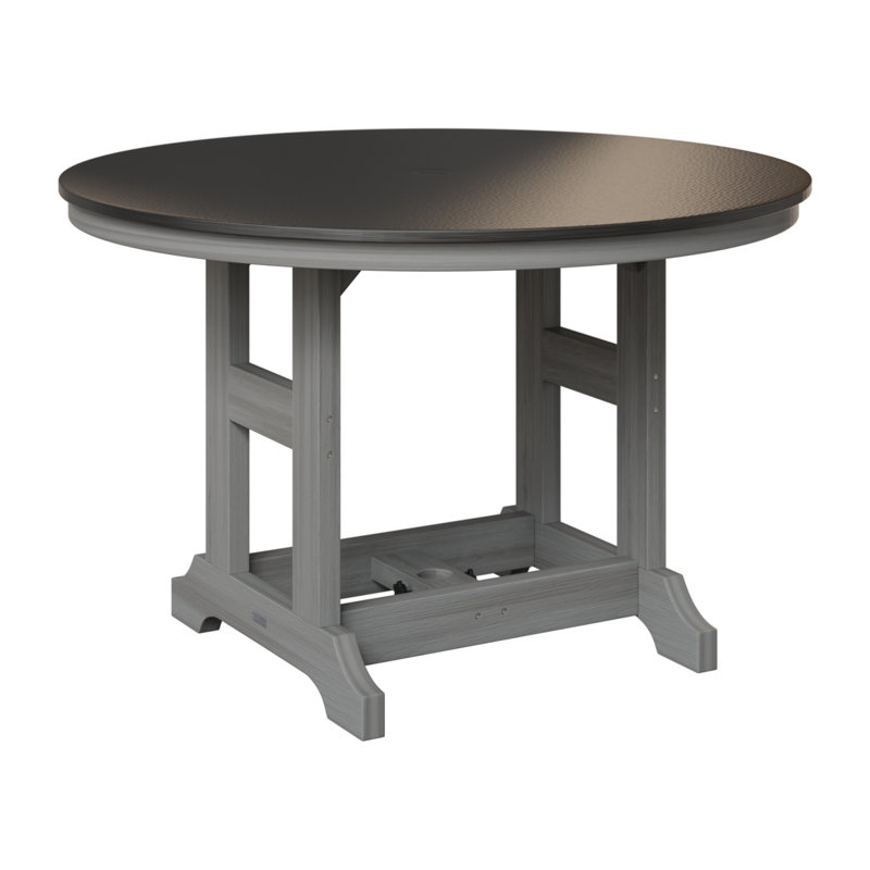 Table de salle à manger Garden Classic, Bois flottant gris, H 30,87 po x l 48 po x P 48 po, Noir martelé
