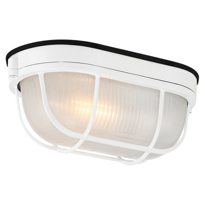 Double fixation Nauticus - cloison de qualité marine - finition blanche - abat-jour en verre givré - incandescente - l 11 po x P 5 po x H 6 po