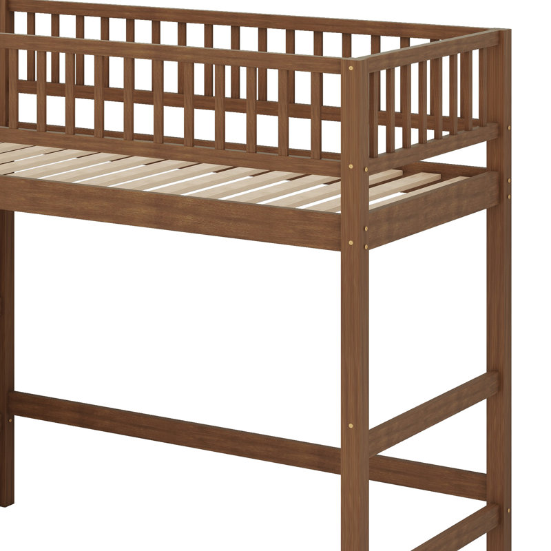 Lit mezzanine avec rangement pour escalier intégré, glissade et lumières DEL, Noyer