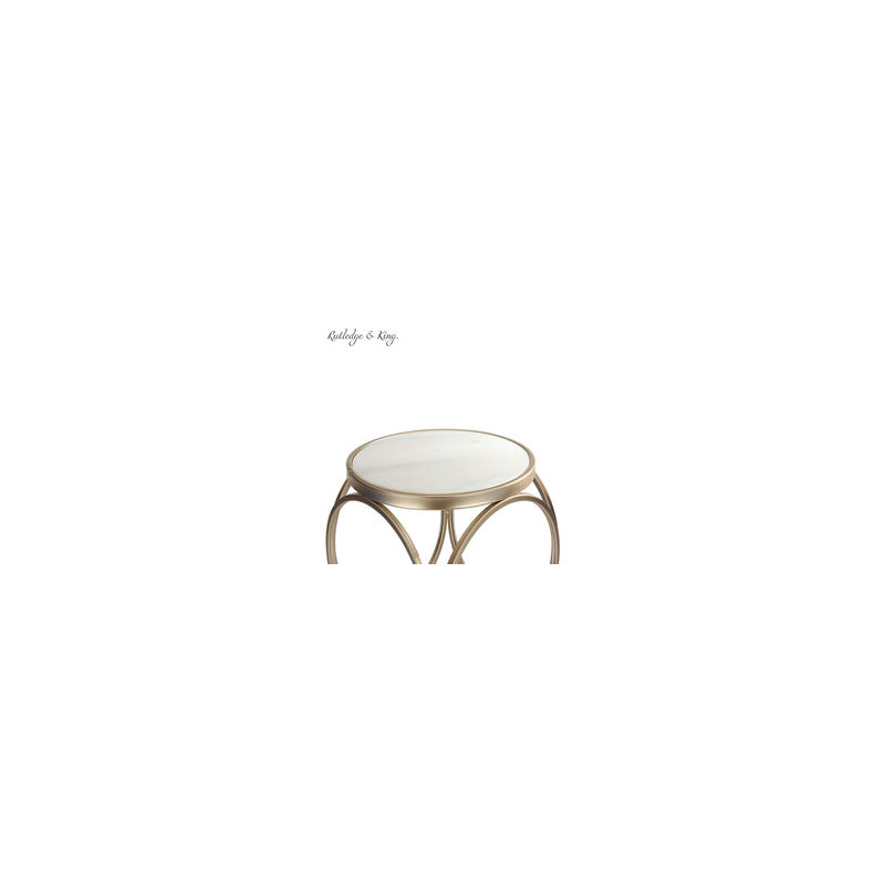 Ensemble de tables de bout avec cadre en marbre véritable de 23,75 po Marigona, Or