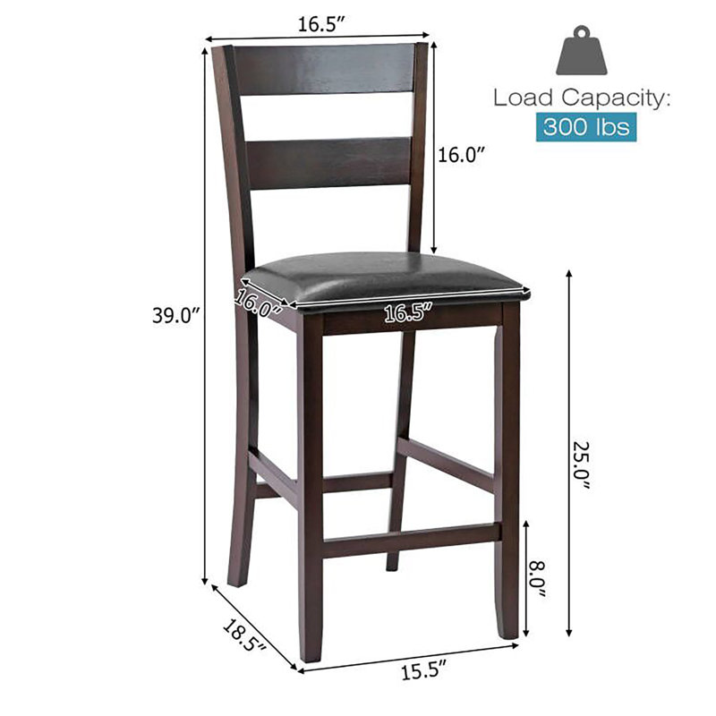 Anstice Upholstered Counter Stool with Solid Wood Frame, 2