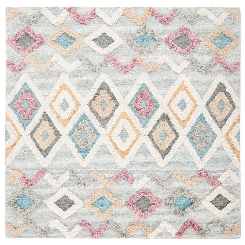 Glain Hand Tufted Wool Southwestern Rug, Square 7'