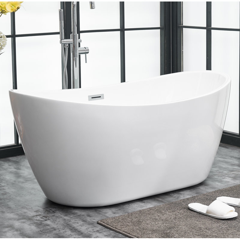 Ardis 54'' x 29'' Soaking Acrylic Bathtub, Polished Chrome